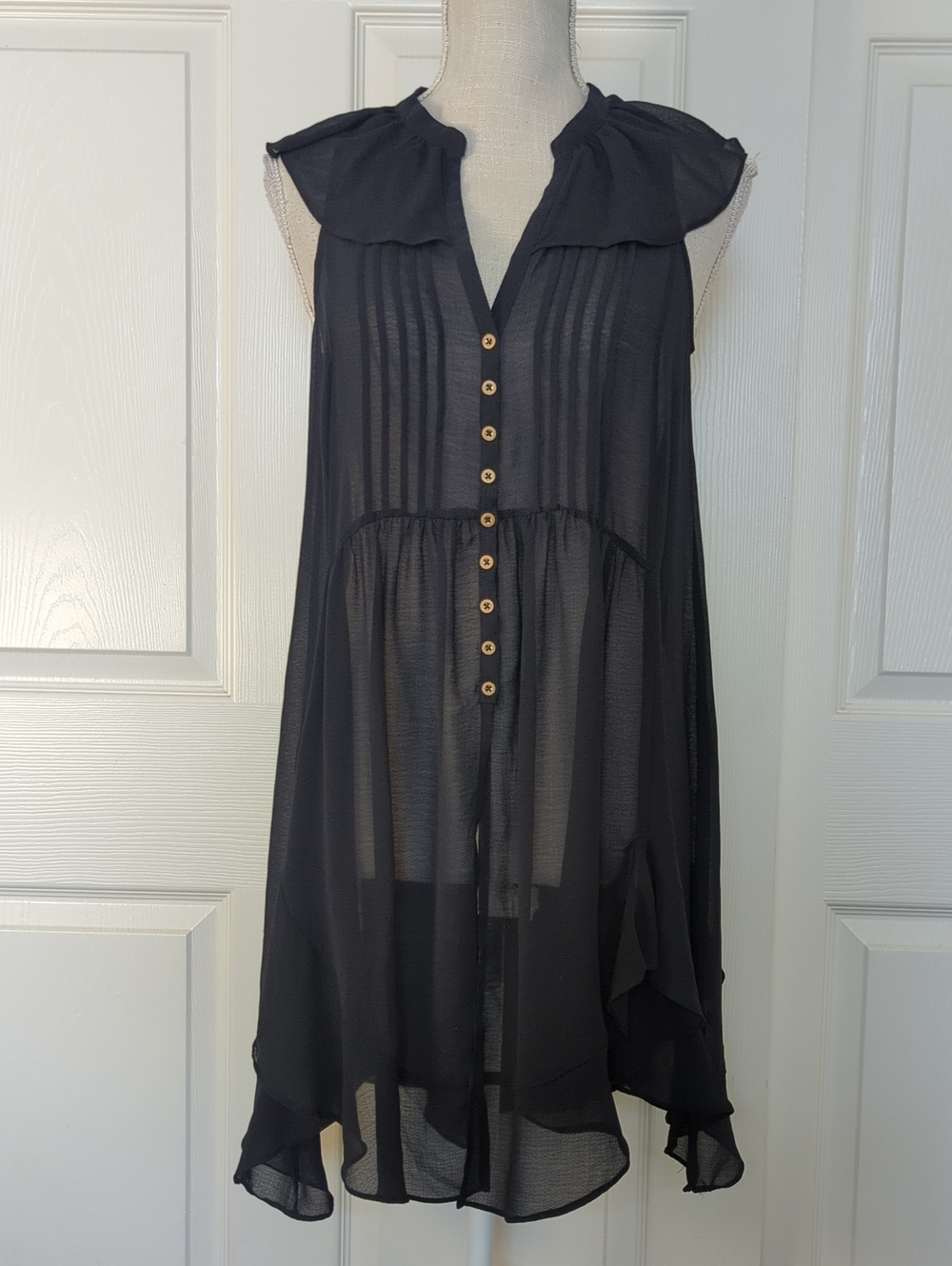 Anthropologie's Akemi + Kin Sheer Ruffled Tunic Top - Picture 2 of 7
